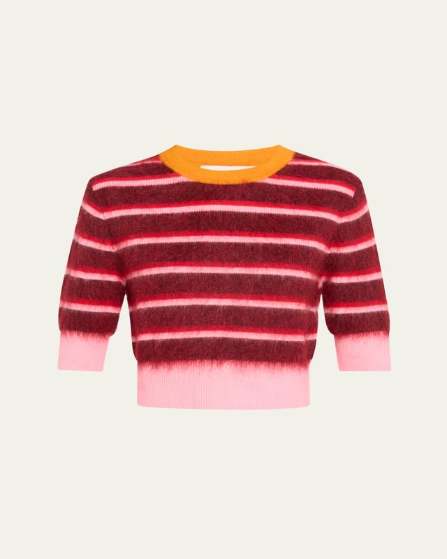 Striped Mohair Crop Ringer Sweat